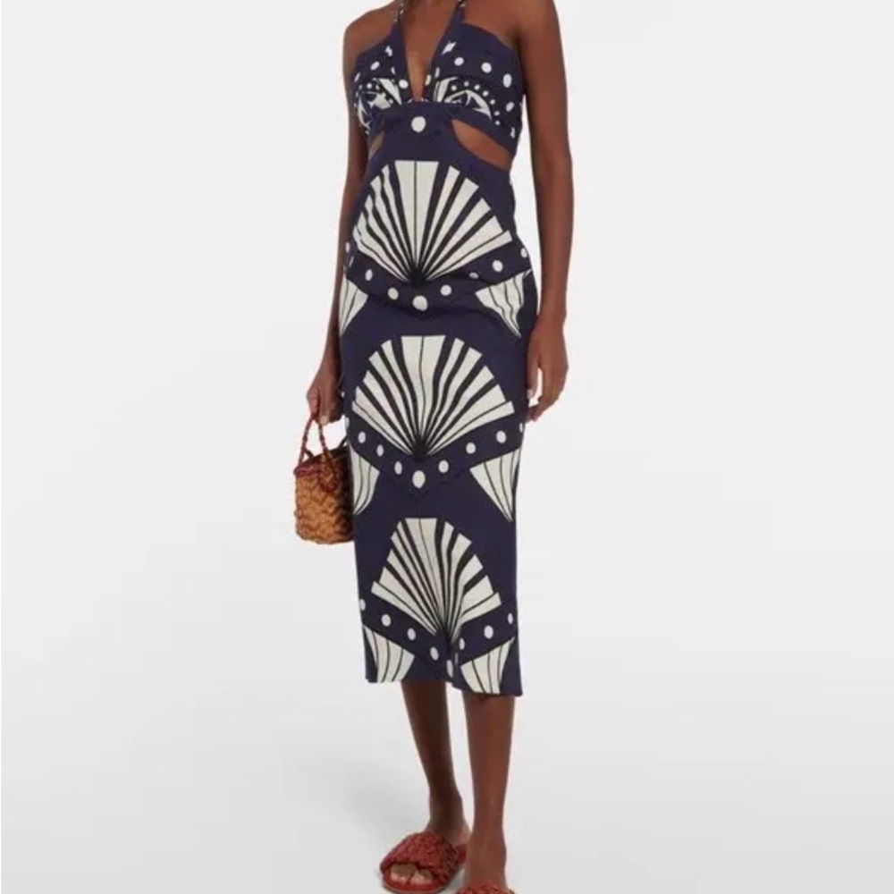 Johanna Ortiz Navy and Cream Coverup Dress